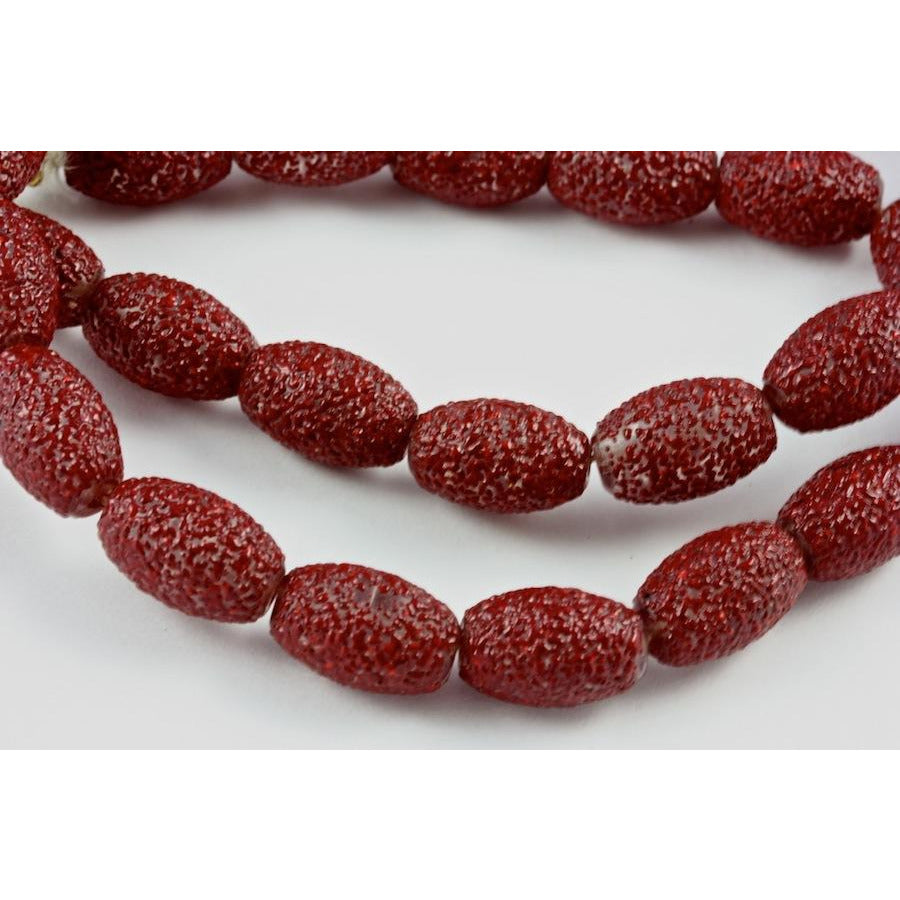 Crimson German Sugar beads, Bohemia, Vintage