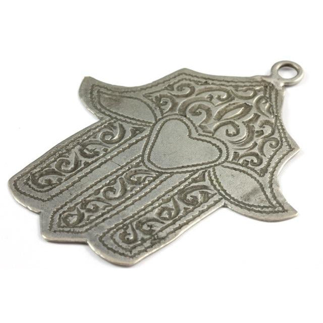 Vintage Silver Hamsa Pendant, Morocco