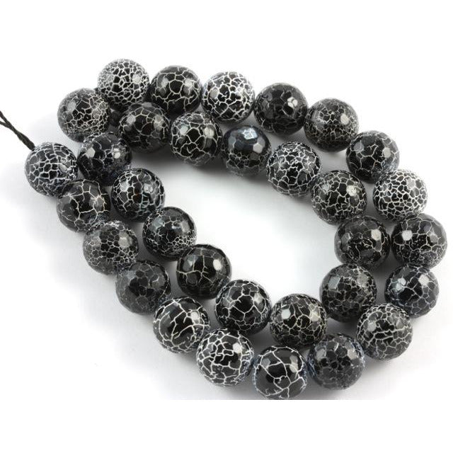 Black Agate Crackle Beads, South Africa