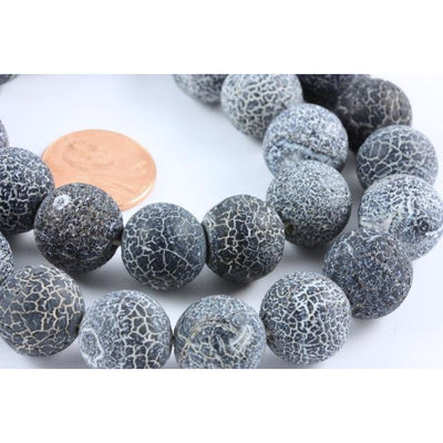 Blue Black Agate Crackle Beads, South Africa