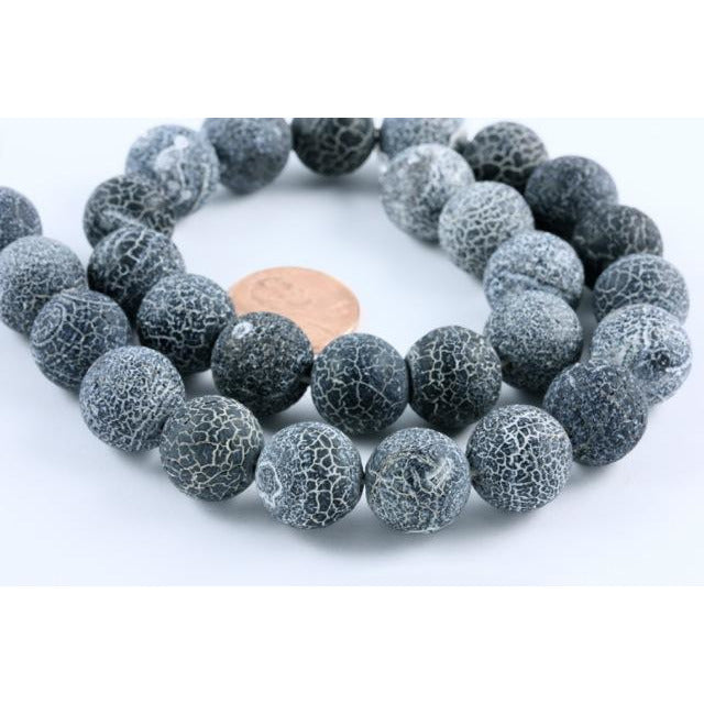 Blue Black Agate Crackle Beads, South Africa