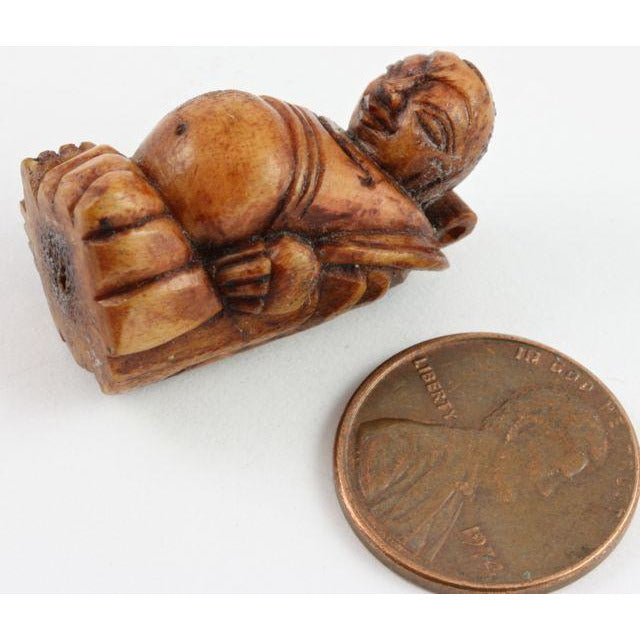 Small Antique Carved Wood or Bone Buddha Pendant