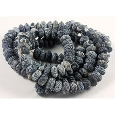 Dark Blue and White Crackled Chalk Rondelle Beads