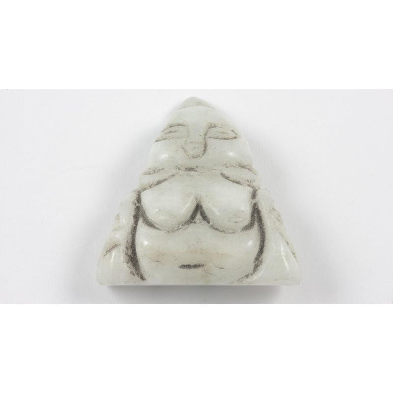 Antique Chinese White Jade Carved Woman Pendant