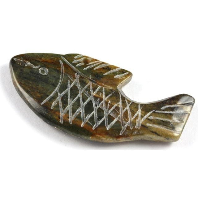 Pre-War Carved Stone Ethnic Chinese Fish Pendant