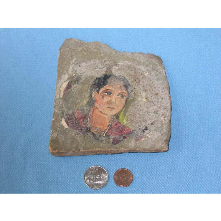 Reproduction of ancient face on wood painting,Fayum, Egypt