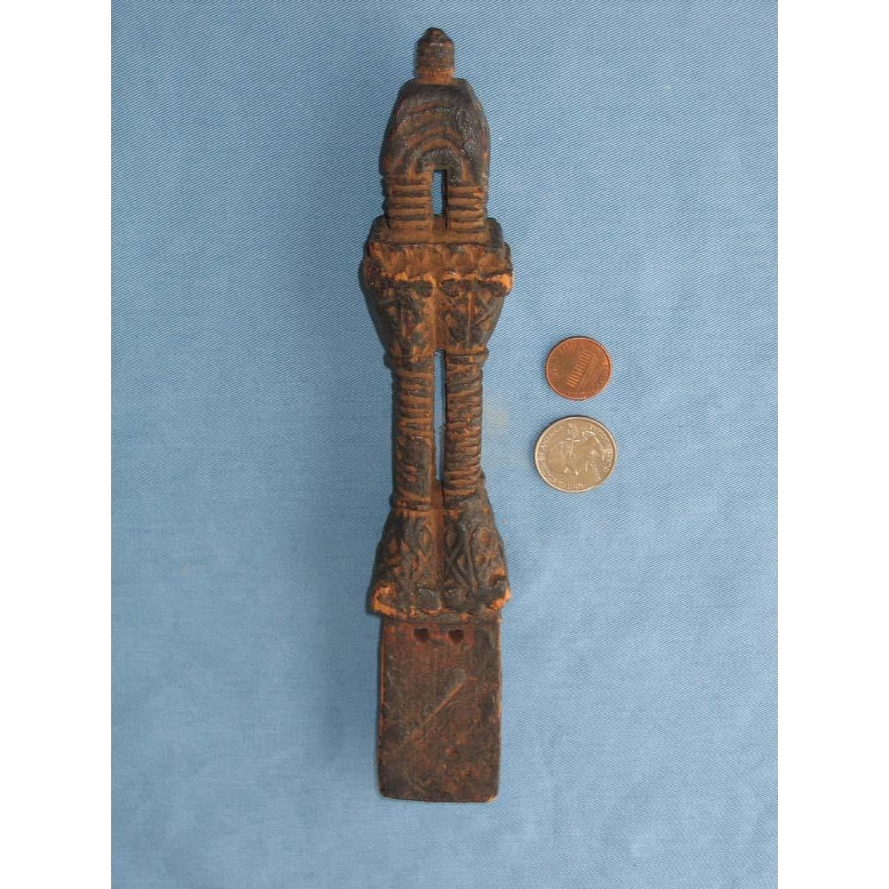 Very handsome, antique carved wood staff head, possibly Coptic