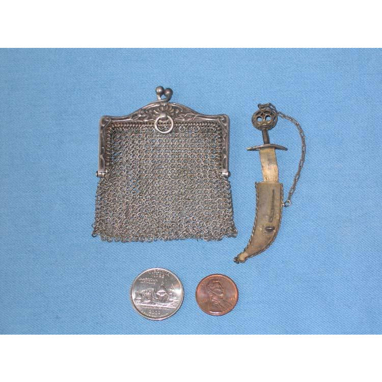 Miniature Dagger and Scabbard, Antique 