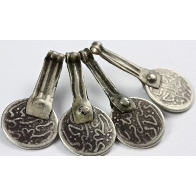 Old Moroccan Hanging Coin Pendants or Dangles, Coin Silver