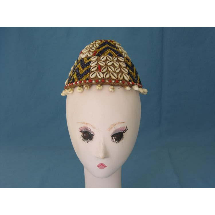 African Hat with Shells and Beads, Nigeria or Ghana