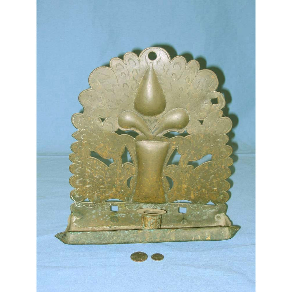 Large Brass Wall Candle Holder, Vintage, Mexico - COL065