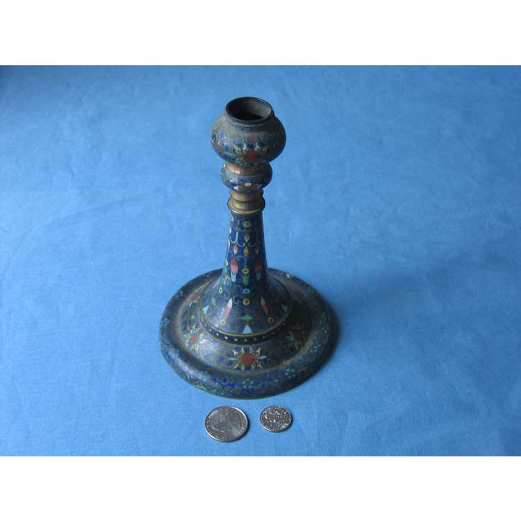 Cloisonnee Enamel on Brass CandleStick, China