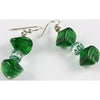 Czech Green Sea Shell Bead Earrings with Czech Cathedral Beads