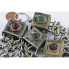 Fibula Chains with Decorative Red and Green Glass Finials, Morocco 