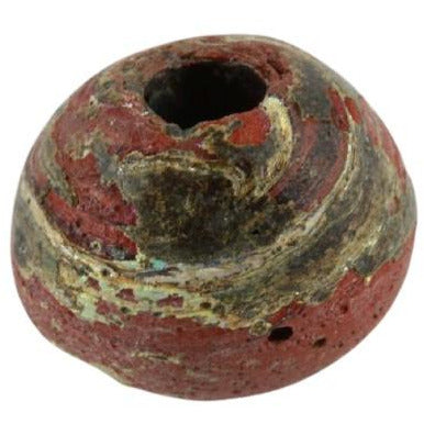 Early Islamic Red Glass Bead with Gold Detail, Middle East - Rita Okrent Collection (AG080a)
