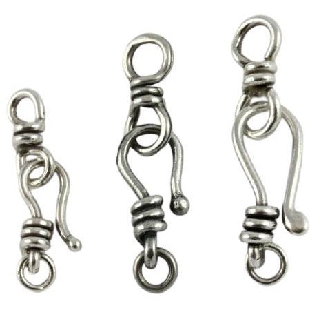 Small 18mm Sterling Silver Hook-and-Eye Clasp, Handmade, Rita&#39;s Design, Half-Dozen - CLASPS010