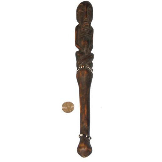 Tribal Yoruba Carved Wood Sceptor, with Bead Ornaments, Antique, West Africa - Rita Okrent Collection (AA047)