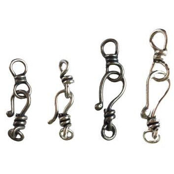 Medium 22mm Sterling Silver Hook-and-Eye Clasp, Handmade, Rita&#39;s Design, Dozen - CLASPS002