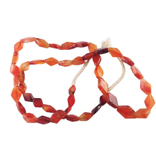 Antique Flat Tabular Diamond-Shaped Agate Carnelian Beads from Mali, Strand - Rita Okrent Collection (S402)