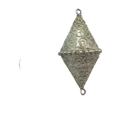 Bicone Silver Toucouleur / Tukulor Focal Bead from Mauritania - Rita Okrent Collection (P798)