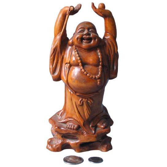 Carved Boxwood Statue of Hotei, China or Hong Kong - Rita Okrent Collection (AA130)