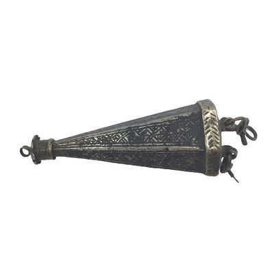 Hanging Berber Silver Temporal or Perfume Amulet, with Dangles, Morocco - Rita Okrent Collection (P635b)