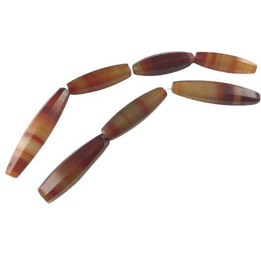 7 Antique Faceted Idar Oberstein Banded Agate Beads from Germany - Rita Okrent Collection (S203a)