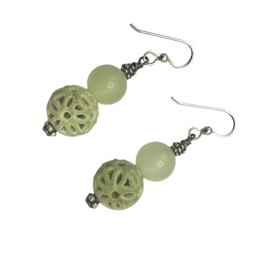 Earrings - Gorgeous Greens with Sterling Silver Ear Wires - Rita Okrent Collection (E406)