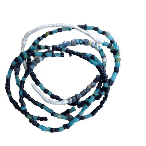 Translucent Blue, Black and Red Small Ancient Glass Nila Beads, Djenne, Mali - Rita Okrent Collection (AT0627b)