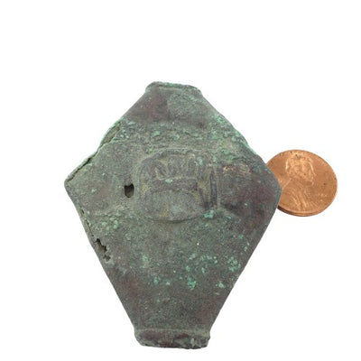 Metal Diamond Shaped Amulet with Decoration and Verdigris - Rita Okrent Collection (P655)