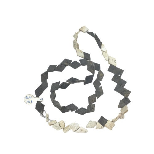 Very Old Black and White Diamond-Shaped Flat Slate Beads, Egypt - Rita Okrent Collection (AN186b)