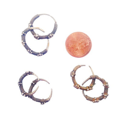 Antique Silver Hoop Earrings and Nose Rings with Granulation from Mauritania - Rita Okrent Collection (E400)