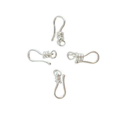 Group of 4, Rita's Sterling Silver 18mm Clasps, Hook Only, Unoxidized - Rita Okrent Collection (CLASPS025)