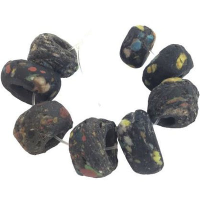Rare African Antique Black Speckled Hebron Beads, Sudan - Rita Okrent Collection (AT0608h)