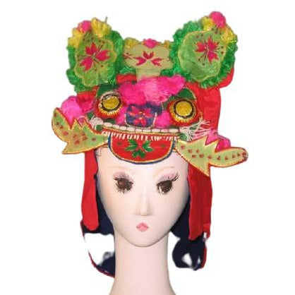 Traditional Chinese Children&#39;s Tiger Hat with Green Ears - Rita Okrent Collection (AA011)