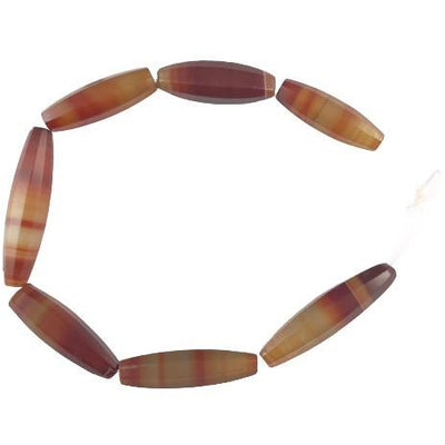 7 Antique Faceted Idar Oberstein Banded Agate Beads from Germany - Rita Okrent Collection (S203a)