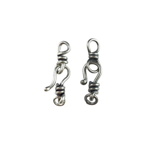 Small 18mm Sterling Silver Hook-and-Eye Clasp, Handmade, Rita&#39;s Design, Half-Dozen - CLASPS010