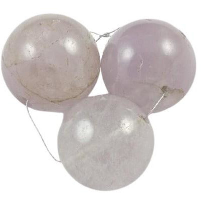 Light Purple Large Round Amethyst Beads, Antique, Set of 3 - S185