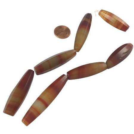 7 Antique Faceted Idar Oberstein Banded Agate Beads from Germany - Rita Okrent Collection (S203a)