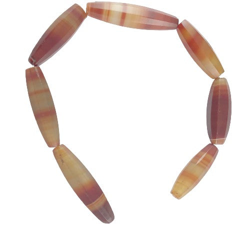 7 Antique Faceted Idar Oberstein Banded Agate Beads from Germany - Rita Okrent Collection (S203a)