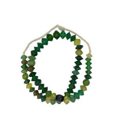 Antique Bohemian Molded Glass Vaseline Beads from the African Trade, in Yellow and Green - Rita Okrent Collection (AT1124)