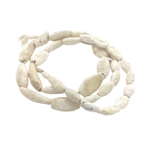 Ancient White and Cream Hues Calcified Shell Beads from the Sahara, Bicones- Rita Okrent Collection (ANT498)