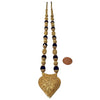 Vintage Gilded Silver Traditional Beaded Necklace with Heart Pendant from Mauritania - Rita Okrent Collection (NE323)