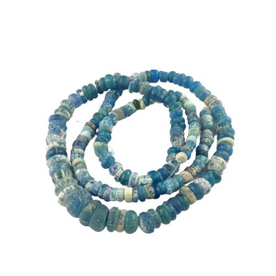 Favorite Excavated Mixed Blue Glass Medium Nila Beads, Mali - Rita Okrent Collection (AT0422d)