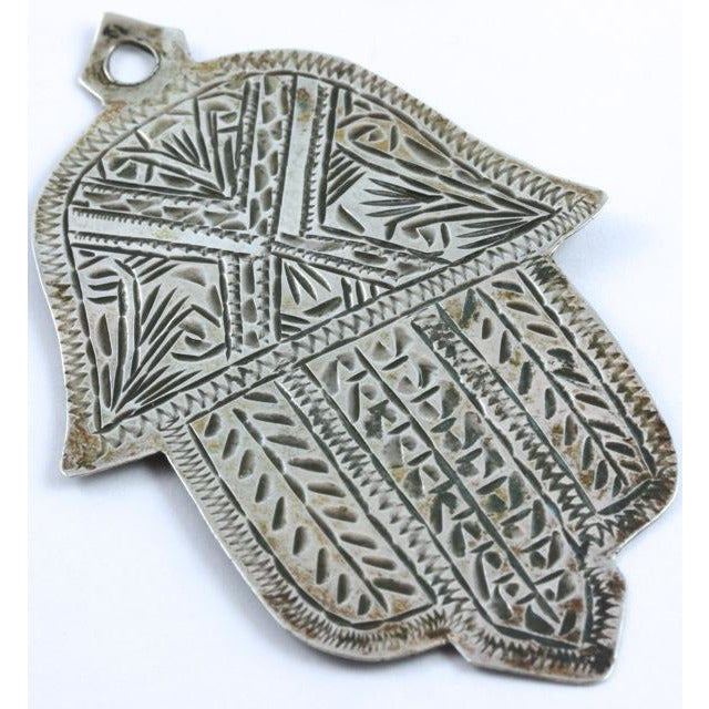 1925 Hallmarked Medium Silver Hamsa, Morocco - P089