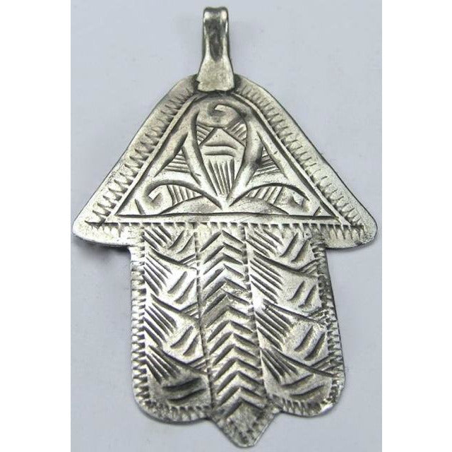 Antique Silver Hamsa Pendant, Morocco