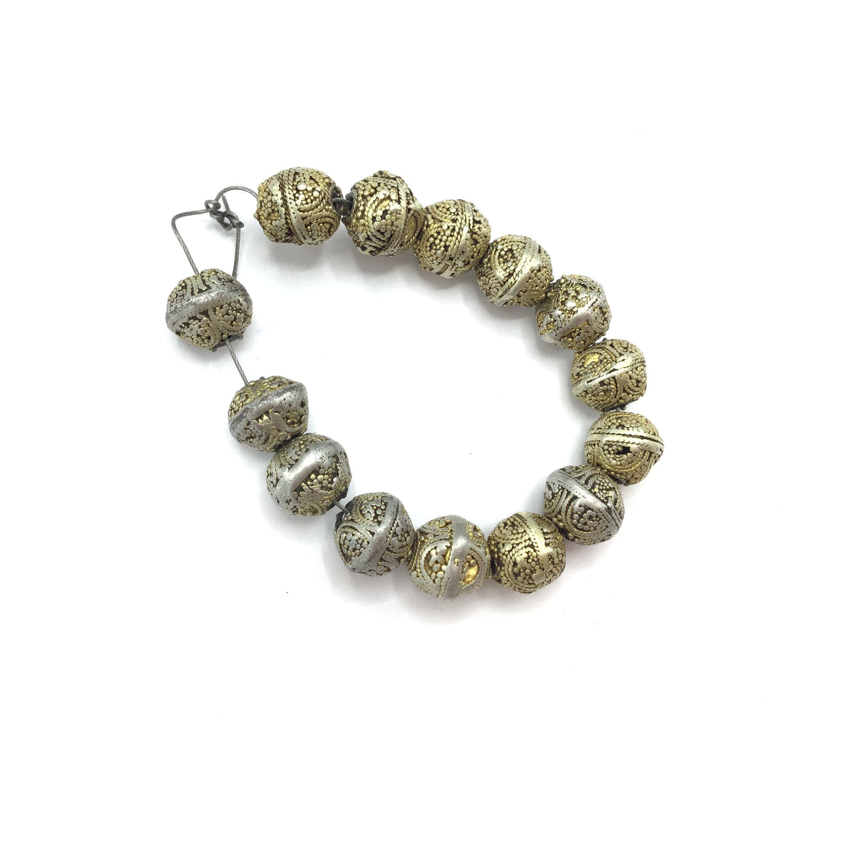 Lovely Well Worn Favorite Small Mauritanian Silver and Gilded Silver Beads, Sold Individually - Rita Okrent Collection (C496gs)