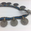 Large Vintage Tribal Coin Silver Coin Pendants on Old Textile - P241b