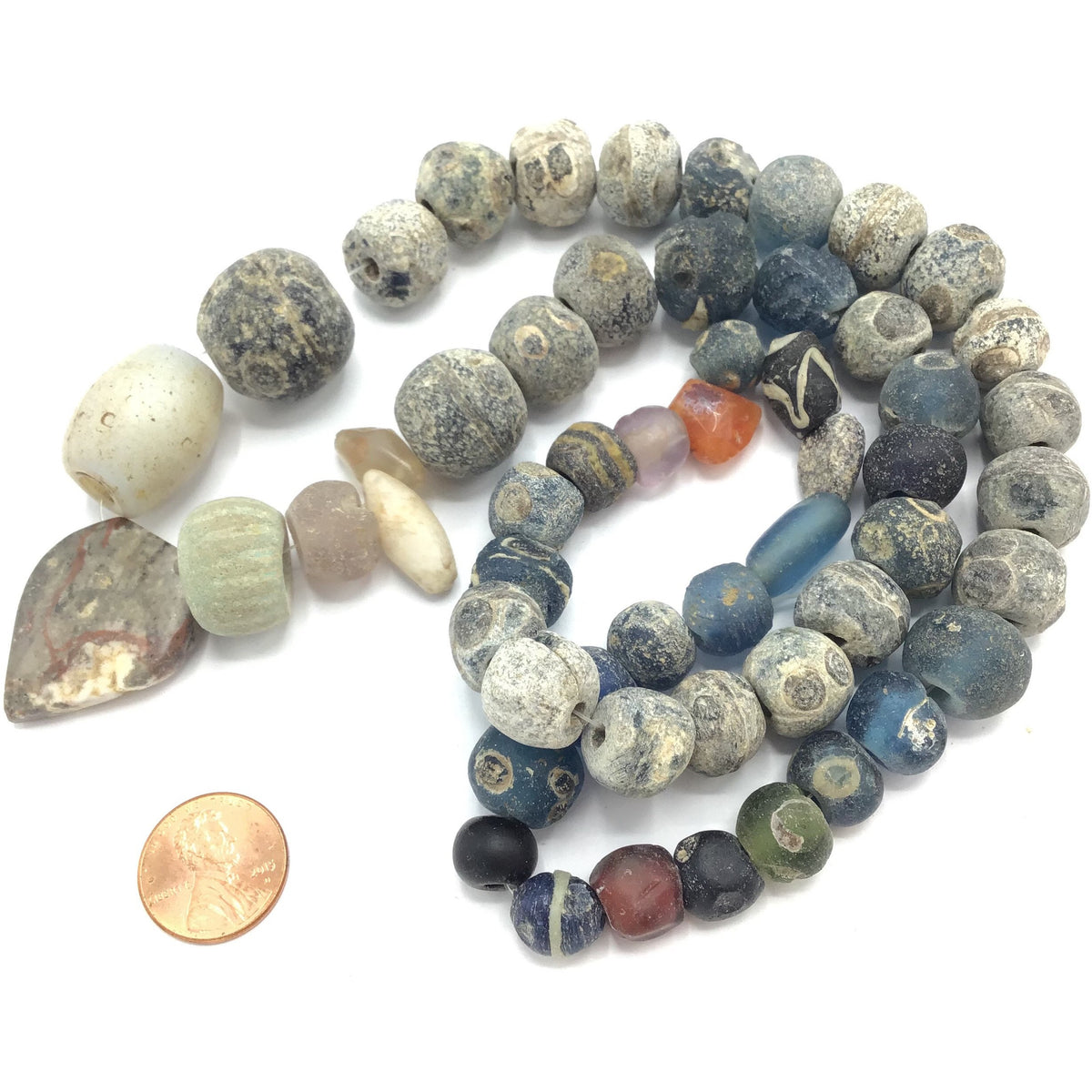 Ancient Islamic Glass Bead Strand with Antique Stone Pendants and Mixed Glass Beads - Rita Okrent Collection (AG227)