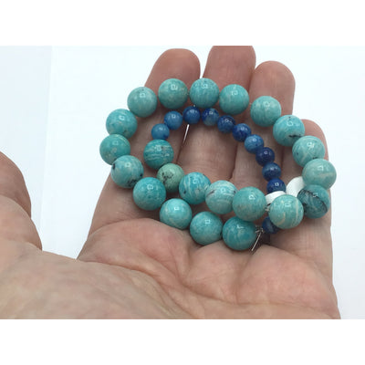 Aqua and Navy Blue Stone Bead Medley Strand - Rita Okrent Collection (S232a)